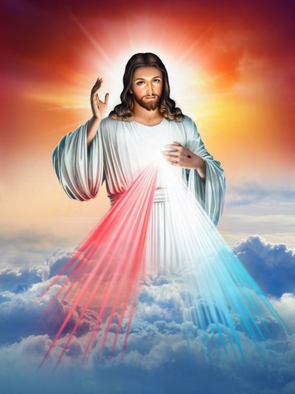 Buy Sacred Heart of Jesus Mercy Light Portrait Wallpaper for your home
